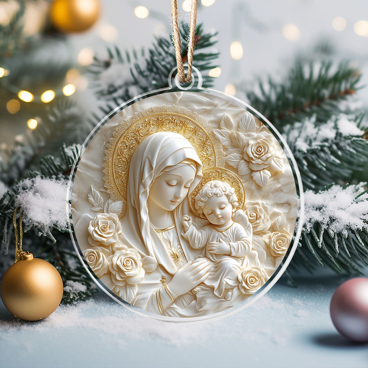Acrylic Ornament Virgin Mary And Baby Jesus Christmas Heartfelt Ornament For Mom