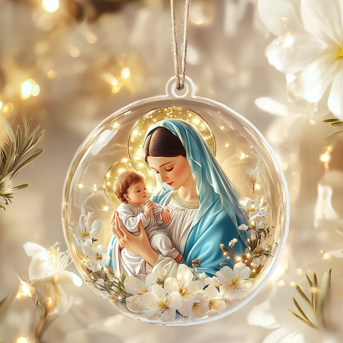 Acrylic Ornament Virgin Mary And Child Stylish Holiday Ornament Design