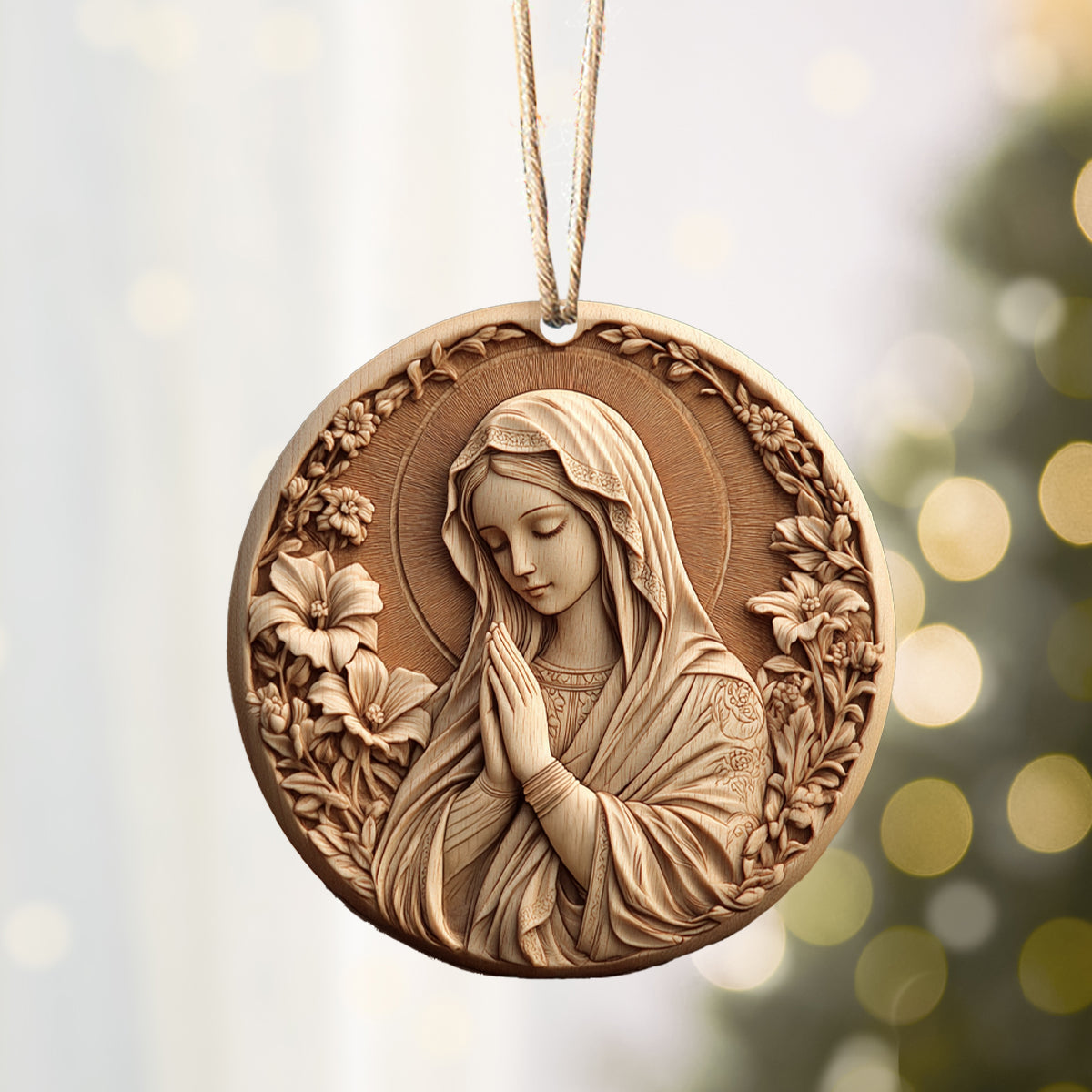 Acrylic Ornament Virgin Mary Wooden Beautiful Home Ornament Gift
