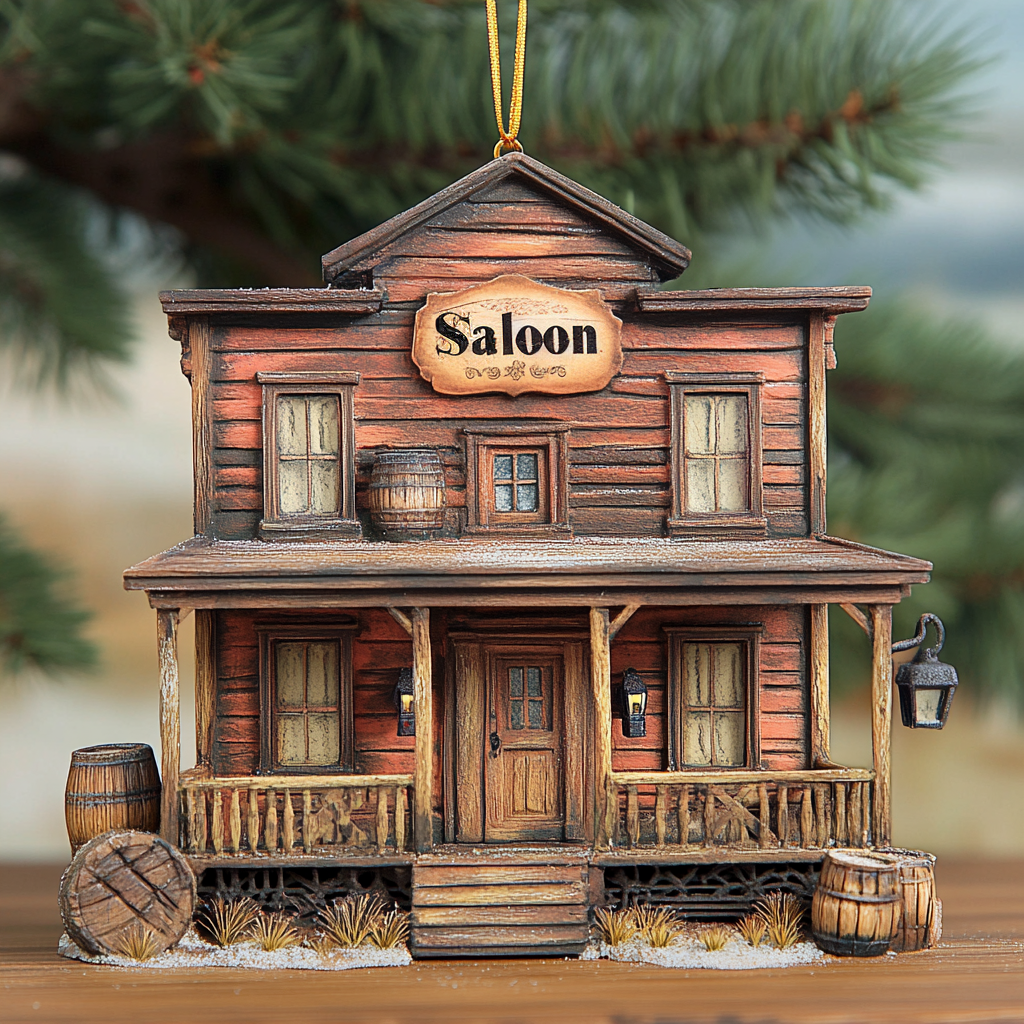 Acrylic Ornament Western Saloon Perfect Holiday Tree Decoration