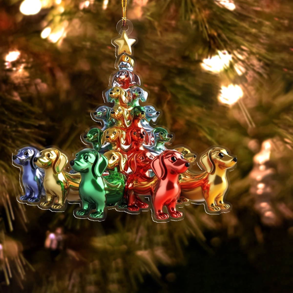 Acrylic Ornament Whimsical Dachshunds Christmas Trees Heartfelt Ornament For Mom