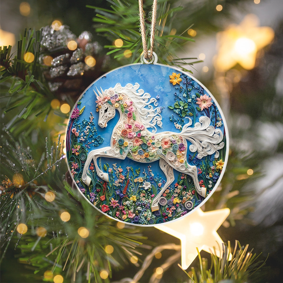 Acrylic Ornament Whimsical Horse Holiday Heartwarming Family Ornament Keepsake