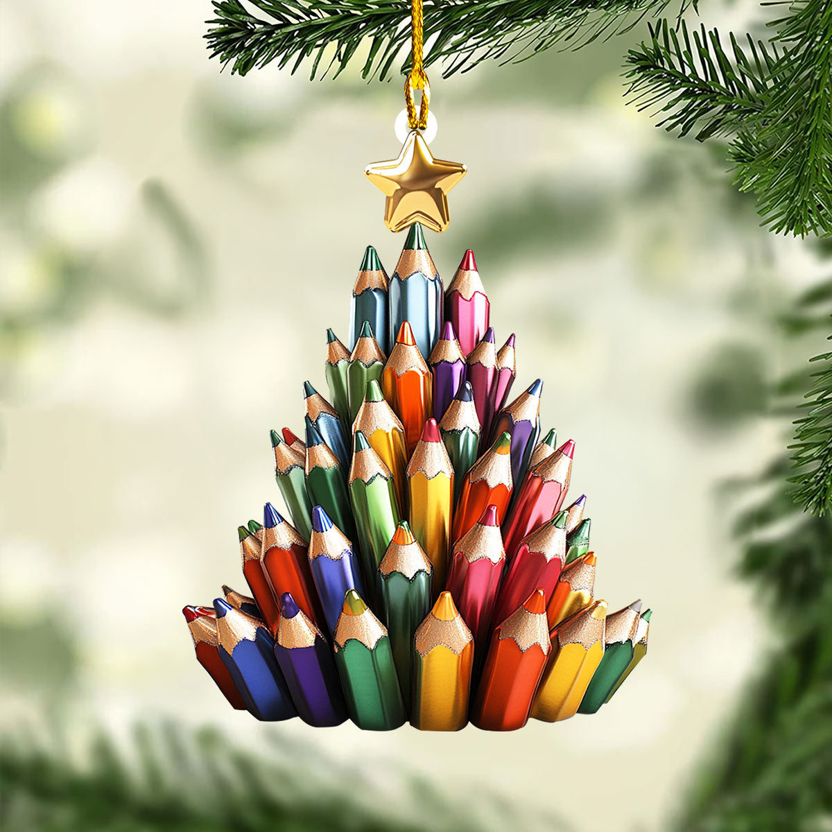 Acrylic Ornament Whimsical Pencil Forest Charming Ornament For Couples