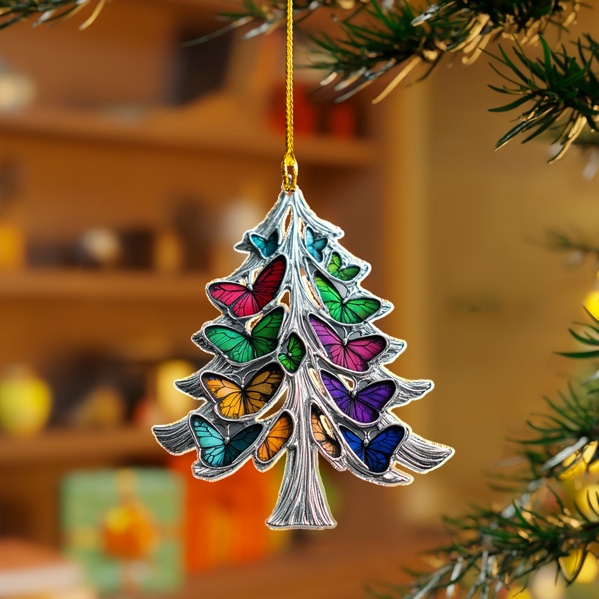 Acrylic Ornament Whimsical Pine Butterfly Lovely Holiday Ornament Gift