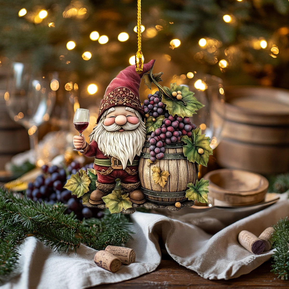 Acrylic Ornament Wineloving Gnome Cute Custom Christmas Ornament