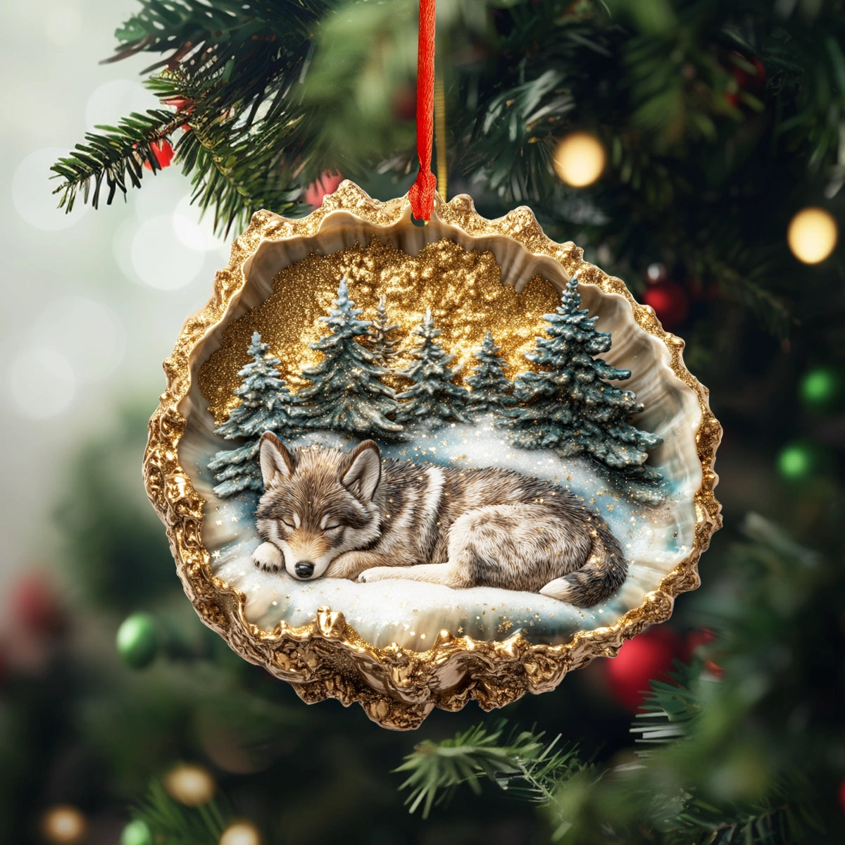 Acrylic Ornament Winter Slumber Wolf Lovely Ornament Gift For Him