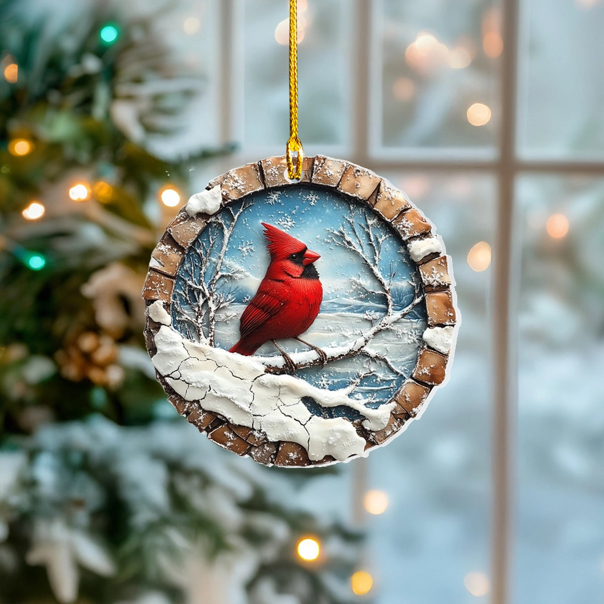 Acrylic Ornament Winter Wonderland Cardinal Beautiful Home Ornament Gift
