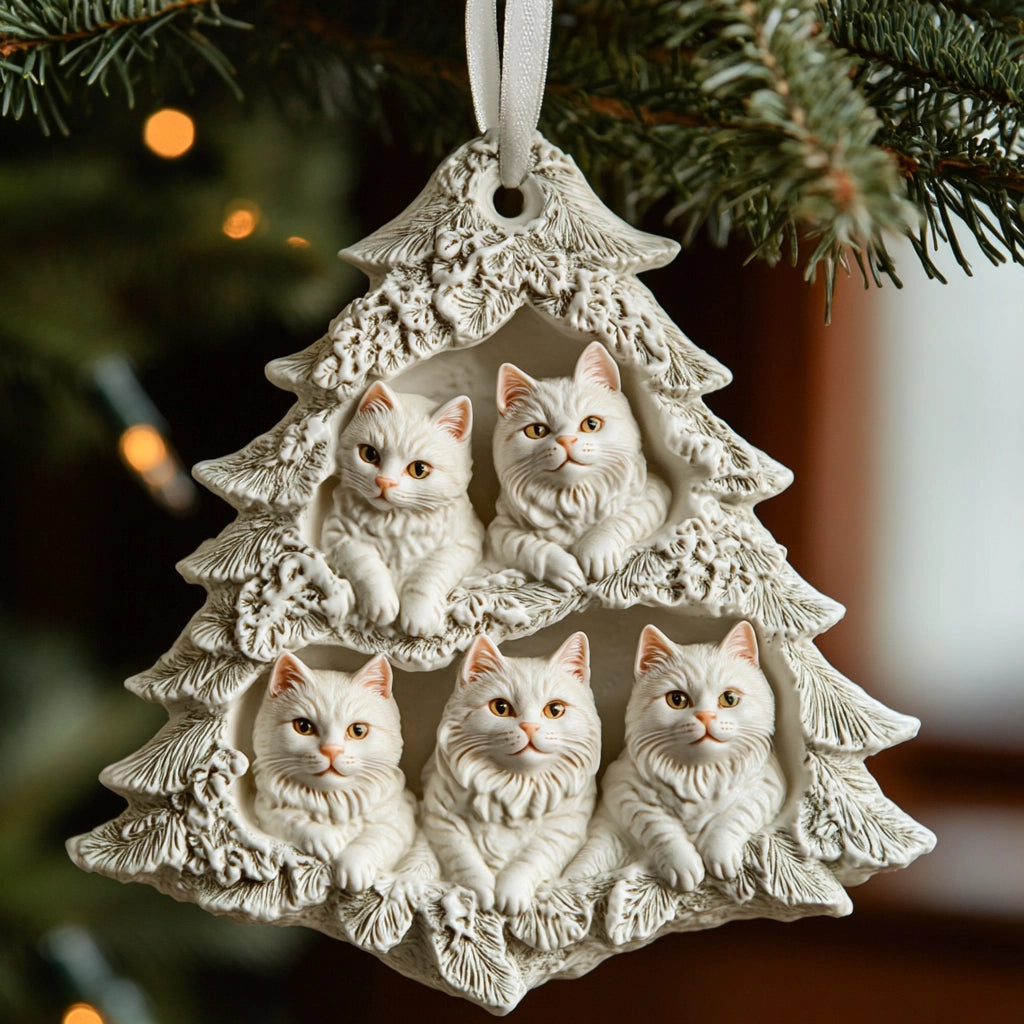 Acrylic Ornament Winter Wonderland Cat Tree Stylish Holiday Ornament Design