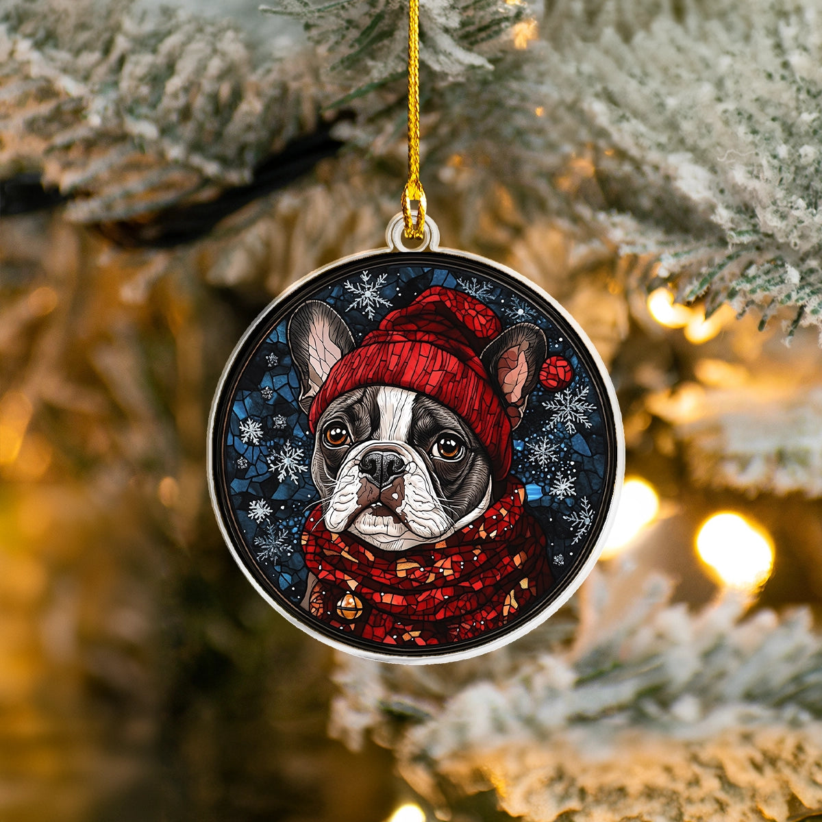 Acrylic Ornament Winter Wonderland Frenchie Heartwarming Family Ornament Keepsake