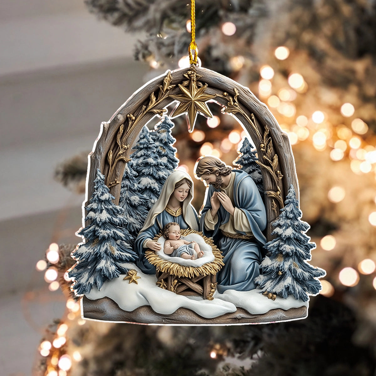 Acrylic Ornament Winters Peace Nativity Charming Holiday Home Decoration