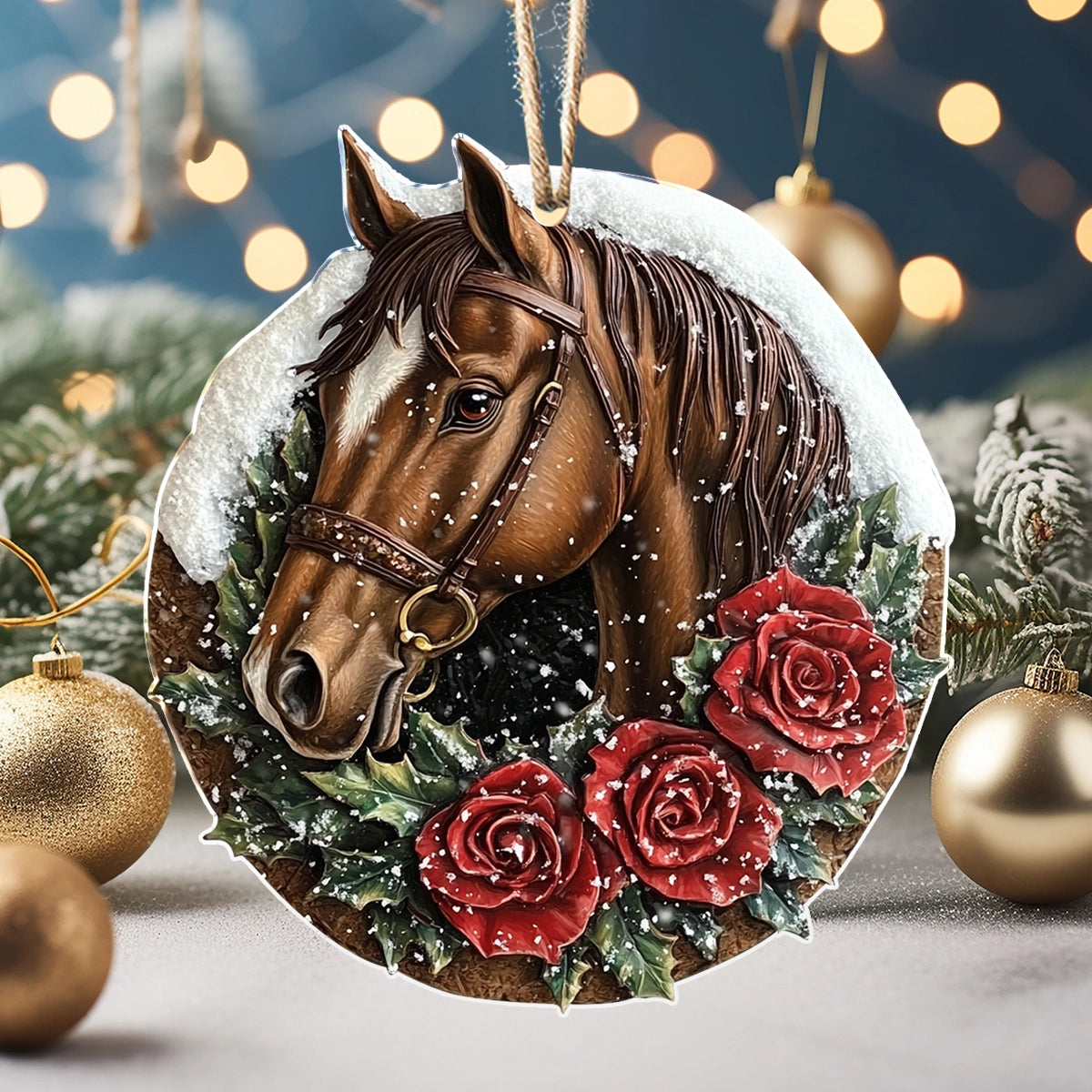 Acrylic Ornament Winters Rose Horse Perfect Merch Gift Idea