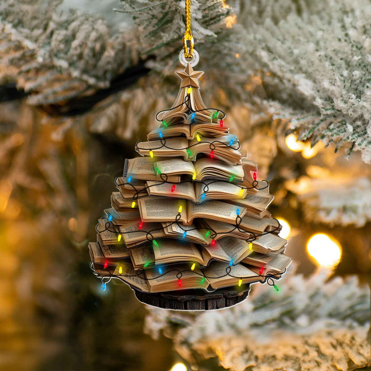 Acrylic Ornament Wooden Book Christmas Tree Perfect Ornament Gift For Her