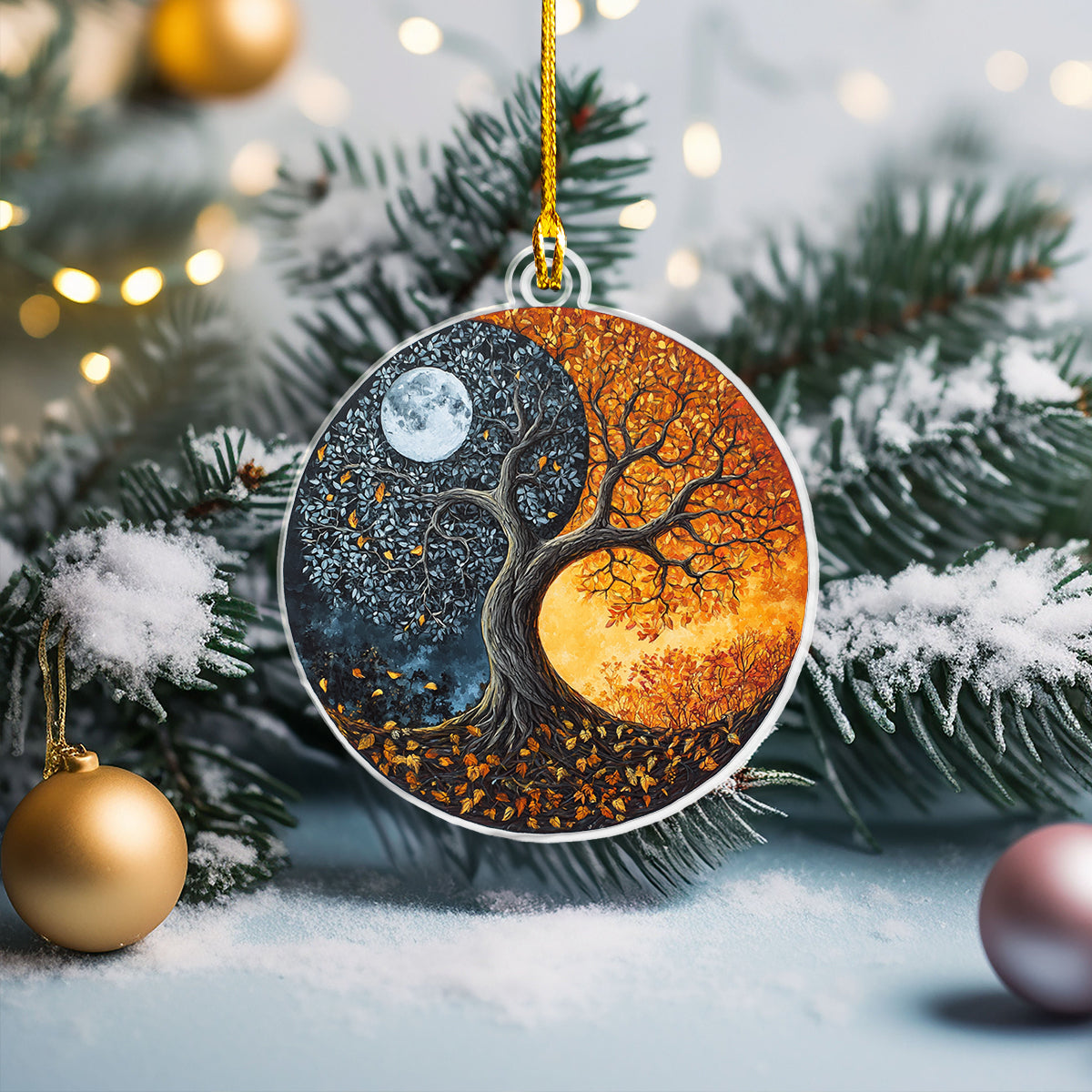 Acrylic Ornament Yinyang Tree Of Life Warm Winter Home Ornament