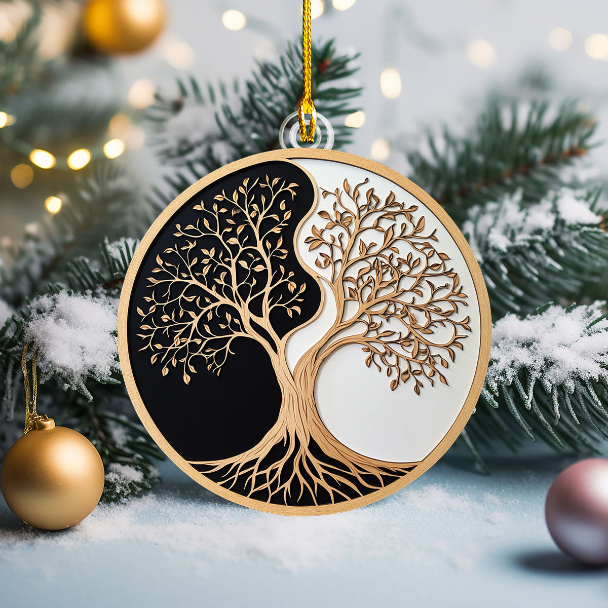 Acrylic Ornament Yinyang Tree Of Life.1 Creative Printed Merch Design Joyful Christmas Ornament Keepsake