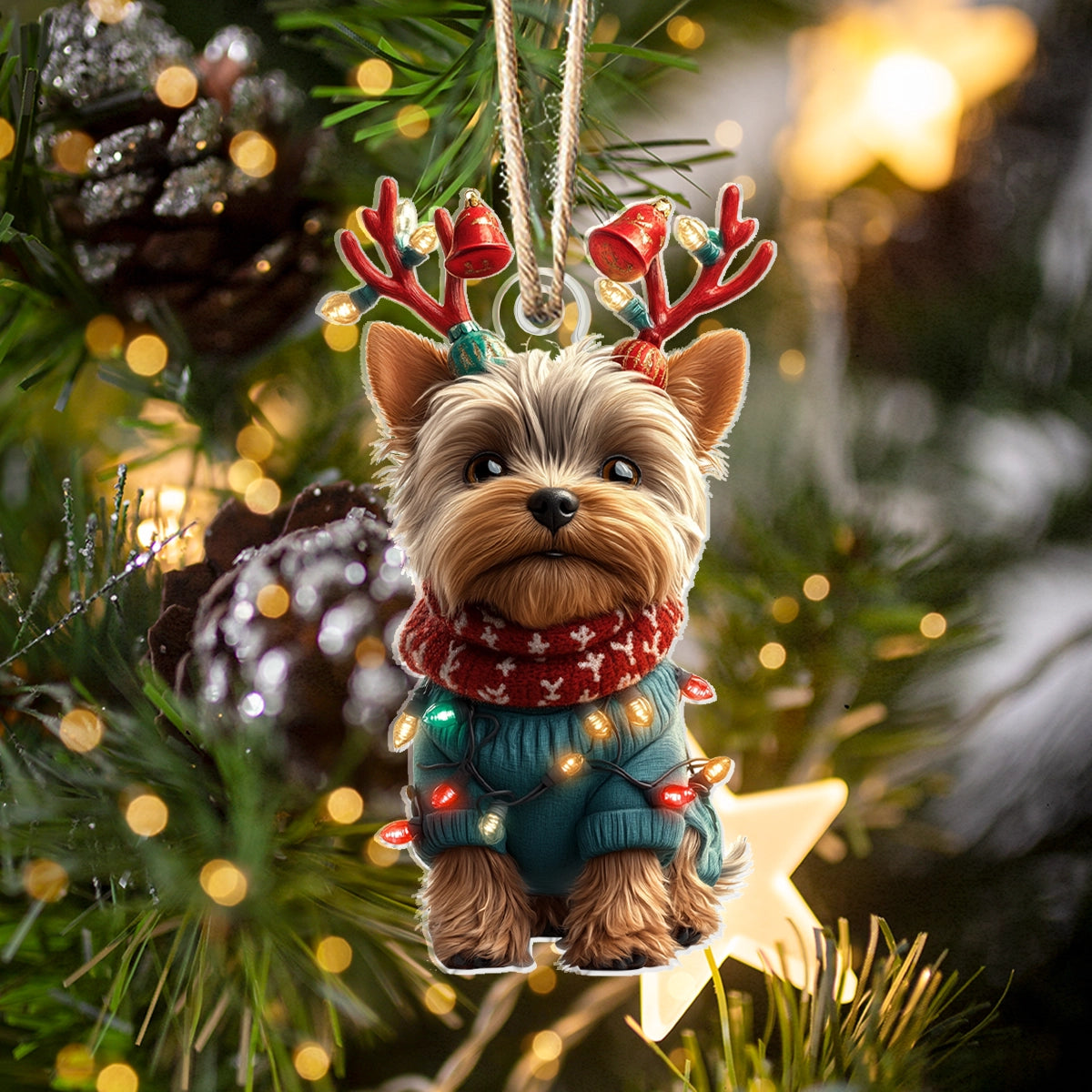 Acrylic Ornament Yuletide Yorkie Charm Charming Personalized Ornament
