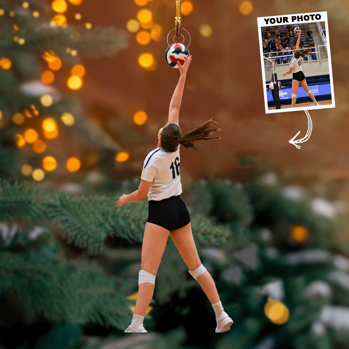 Action In Style Personalized Photo Mica Ornament Gift For Volleyball Lovers Family members