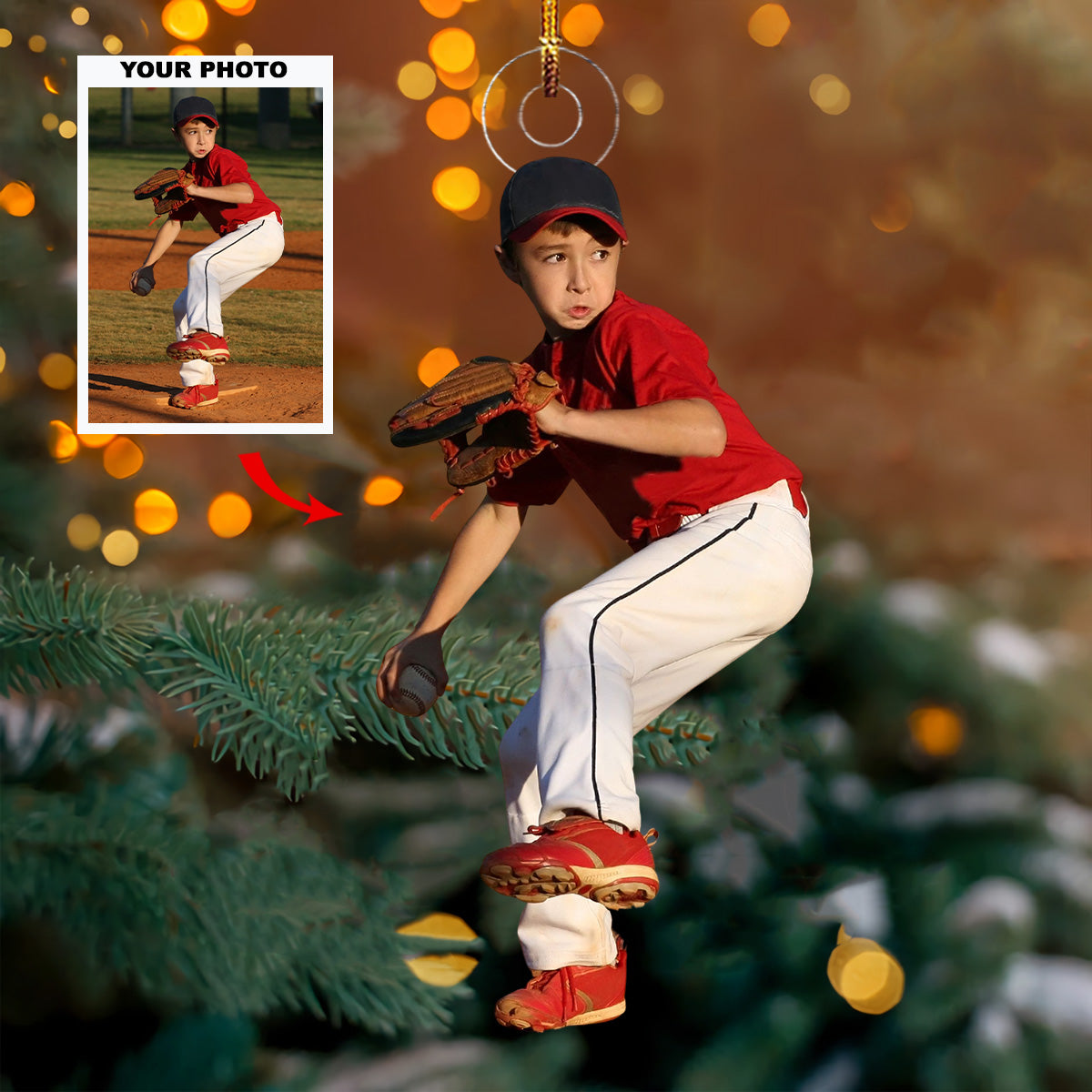 Action Play Personalized Photo Mica Ornament Christmas Gift For Sport Lovers Family Me