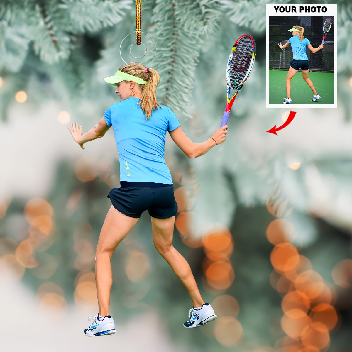 Action Play Personalized Photo Mica Ornament Gift For Tennis Lovers Family Members