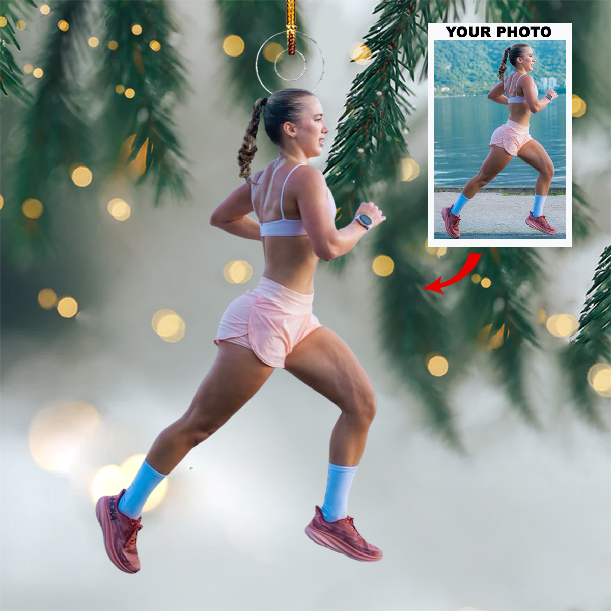 Active Energy Personalized Photo Mica Ornament Gift For Marathon Lovers Family Members