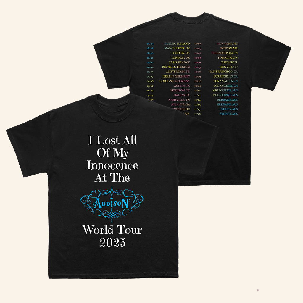 Addison Rae Merch Innocence T-Shirt Addison World Tour 2025 Shirt Gifts For Music Fans