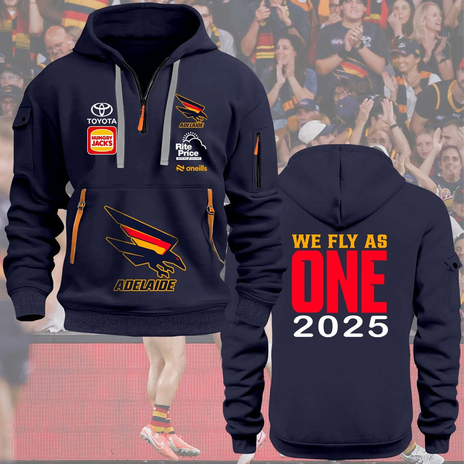 Adelaide Crows We Fly As One 2025 Quarter Zip Hoodie Adelaide Football Club Fan Merch