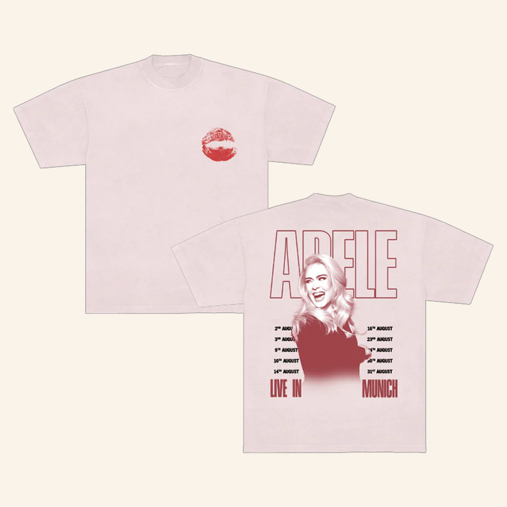 Adele Merch Pink Lips Live In Munich T-Shirt Cool Gifts For Music Lovers