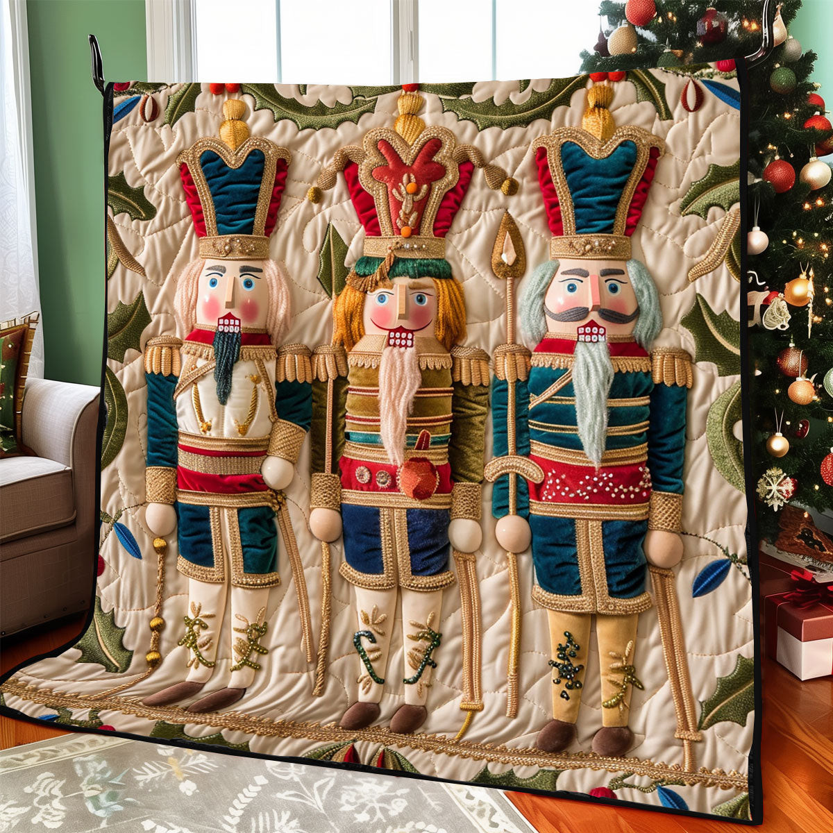 Adorable Animated Nutcrackers Quilt Blanket Couch Blanket Gifts For Mother In Law
