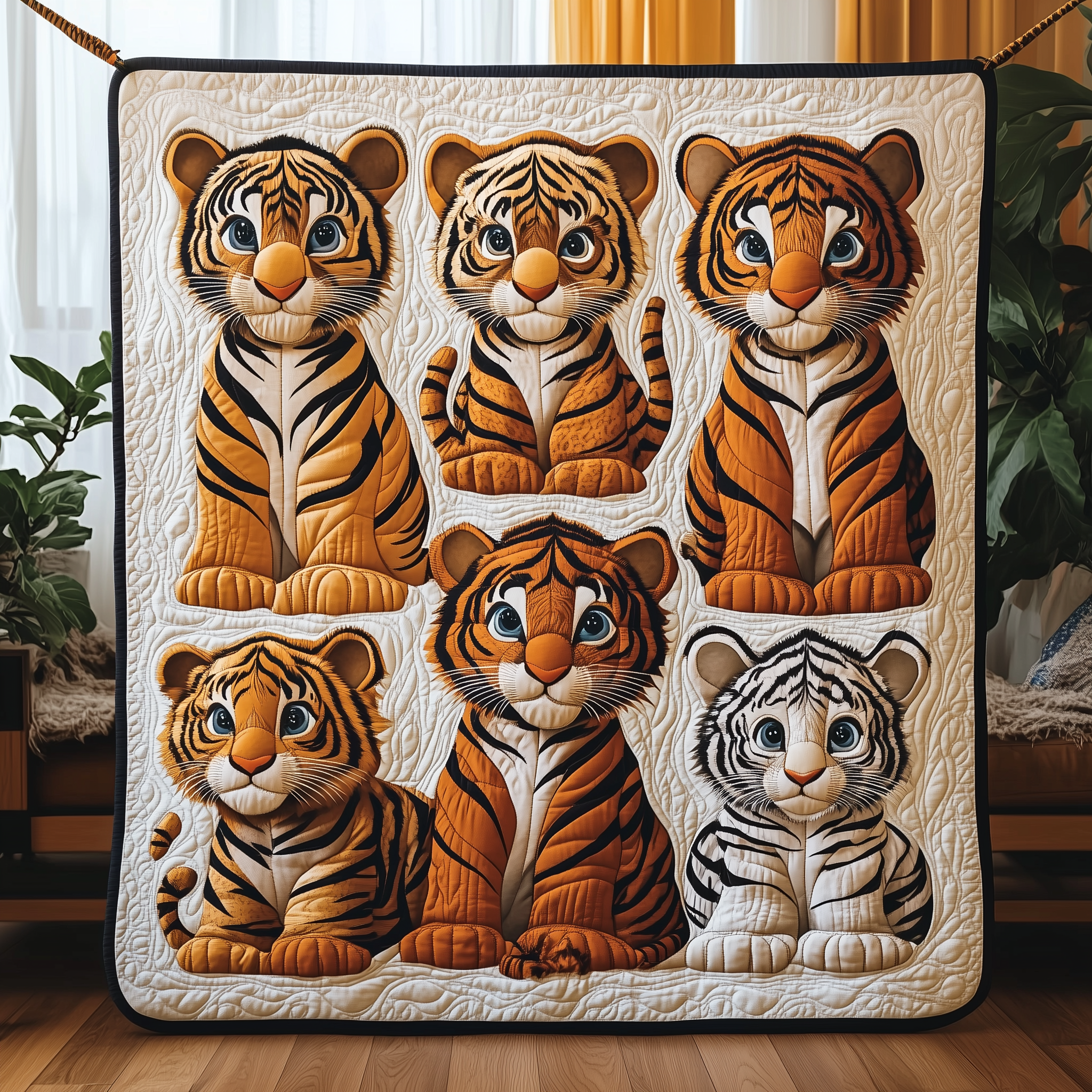 Adorable Baby Tiger Cubs Cozy Quilted Blanket Jungle Theme Birthday Gifts For Tiger Lovers