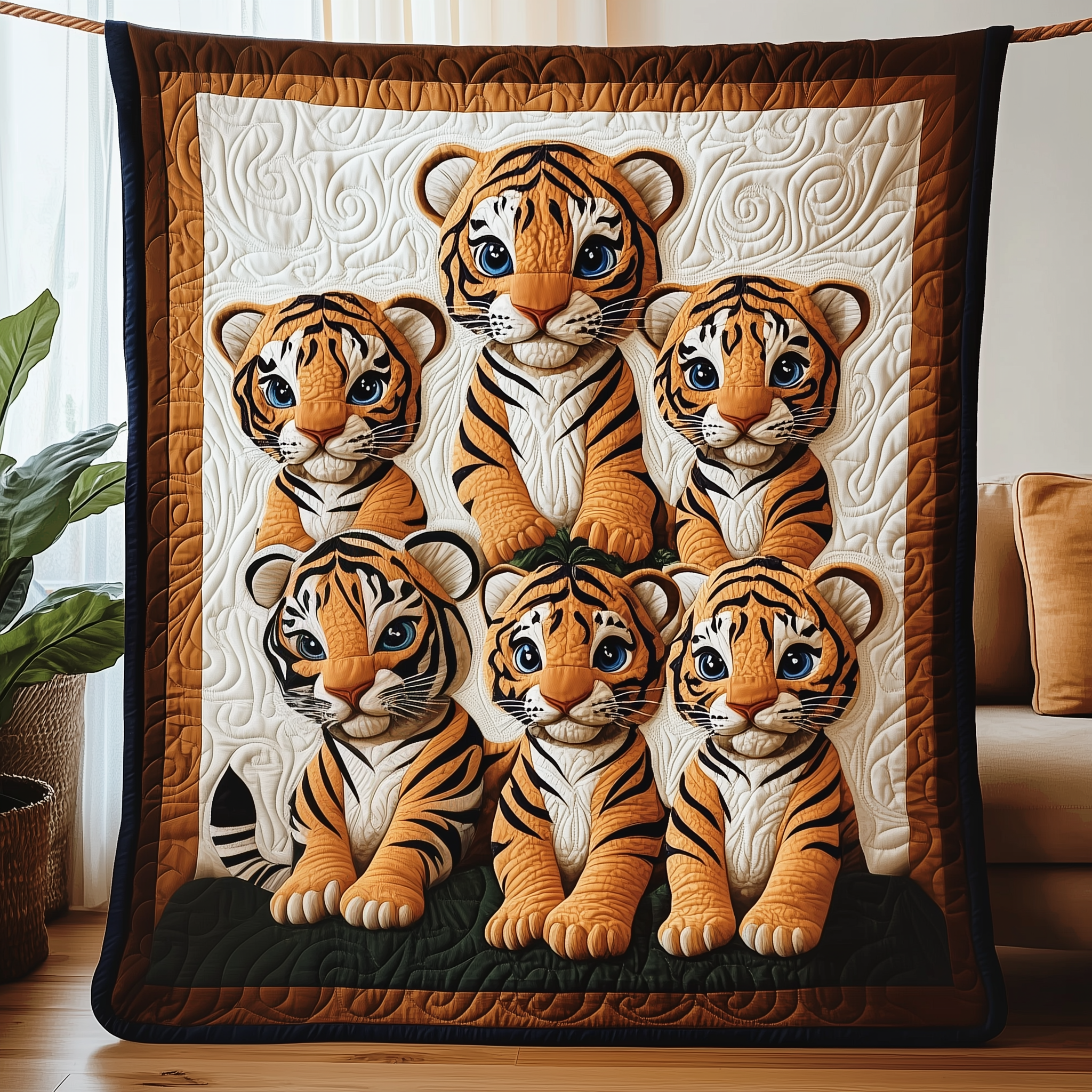 Adorable Baby Tiger Wildlife Quilted Blanket Jungle Theme Birthday Gifts For Tiger Lovers