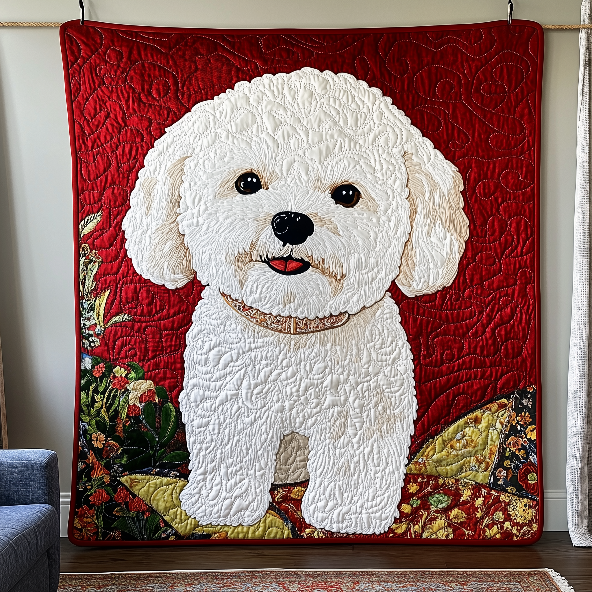Adorable Bichon Frise Fuzzy Puppy Quilted Blanket Bichon Frise Themed Gifts