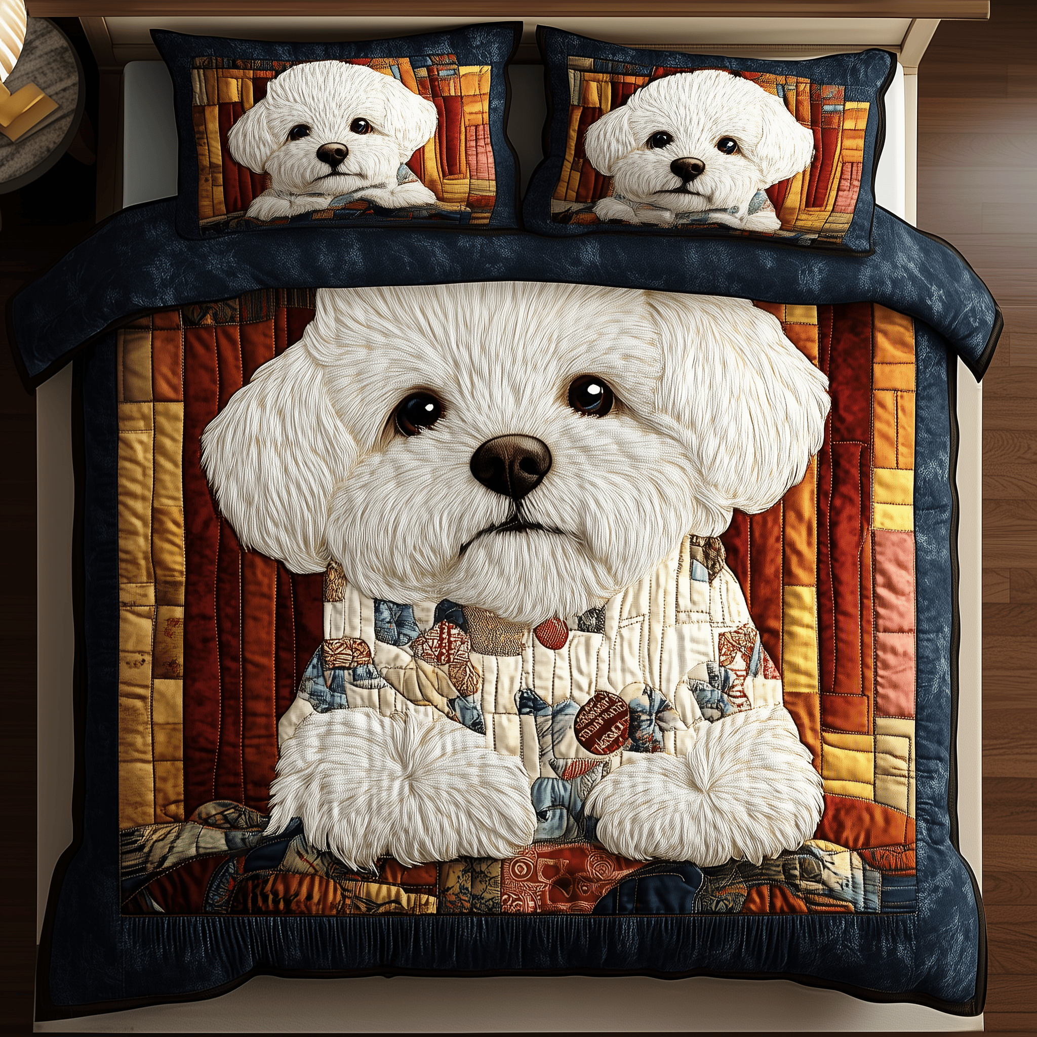 Adorable Bichon Frise Quilted Bedding Set Xmas Bedding Set Unique Christmas Gifts For Parents