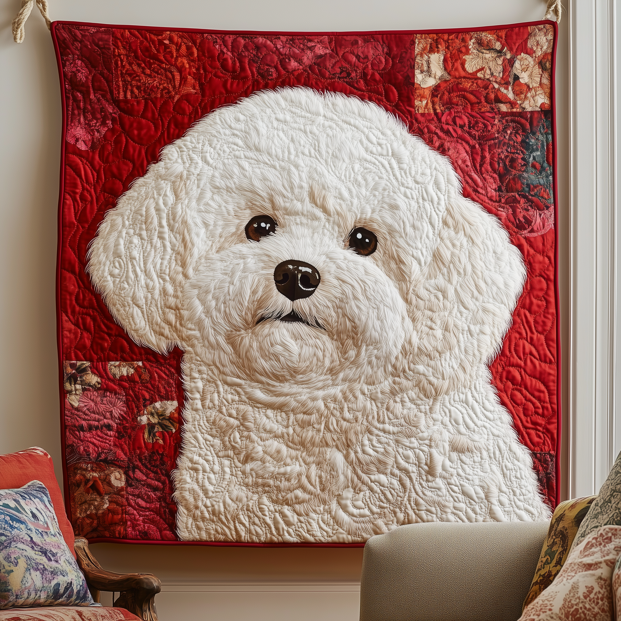 Adorable Bichon Frise White Dog Quilted Blanket Gifts For Bichon Frise Owners