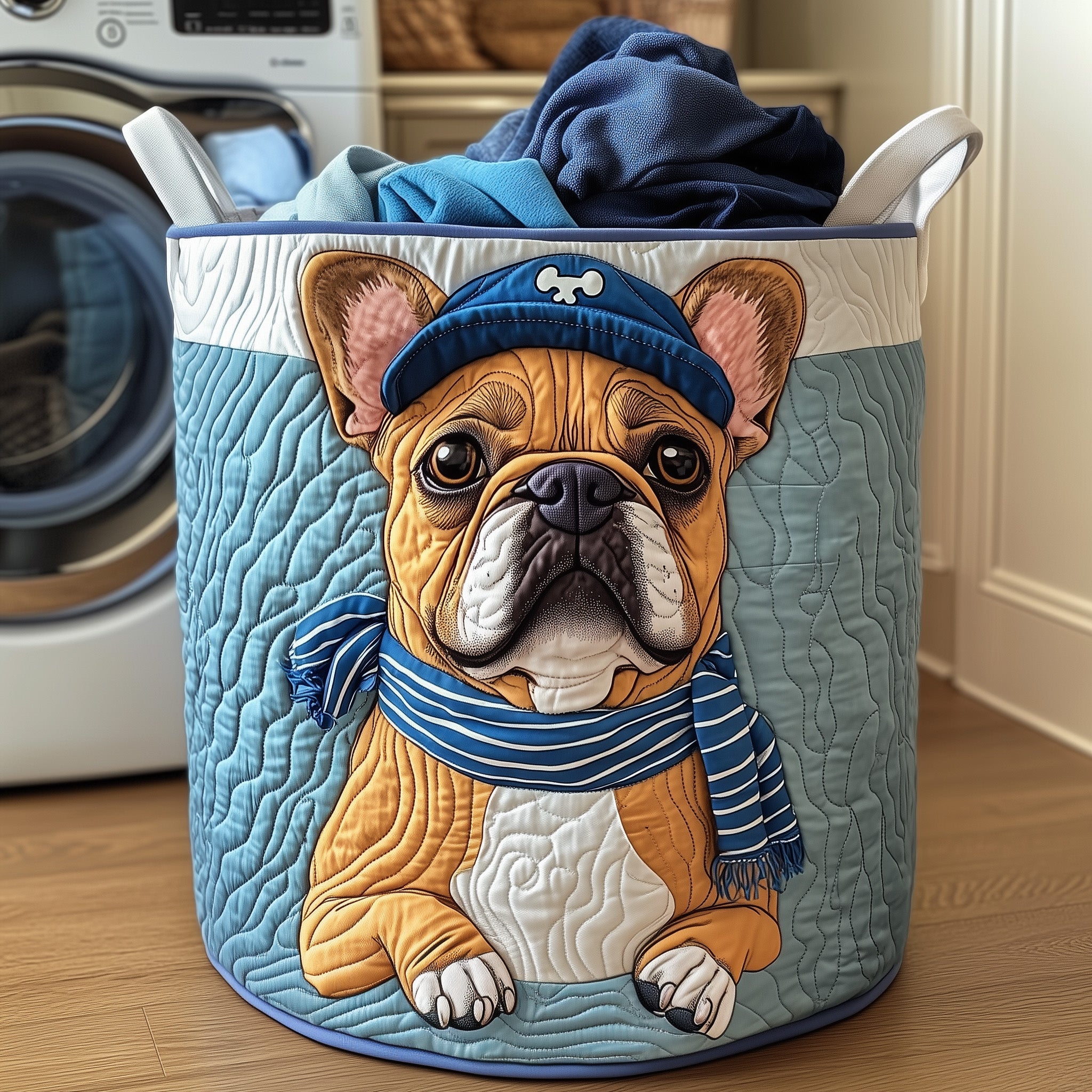 Adorable Bulldog Quilted Laundry Basket Present Ideas For Dog Lovers