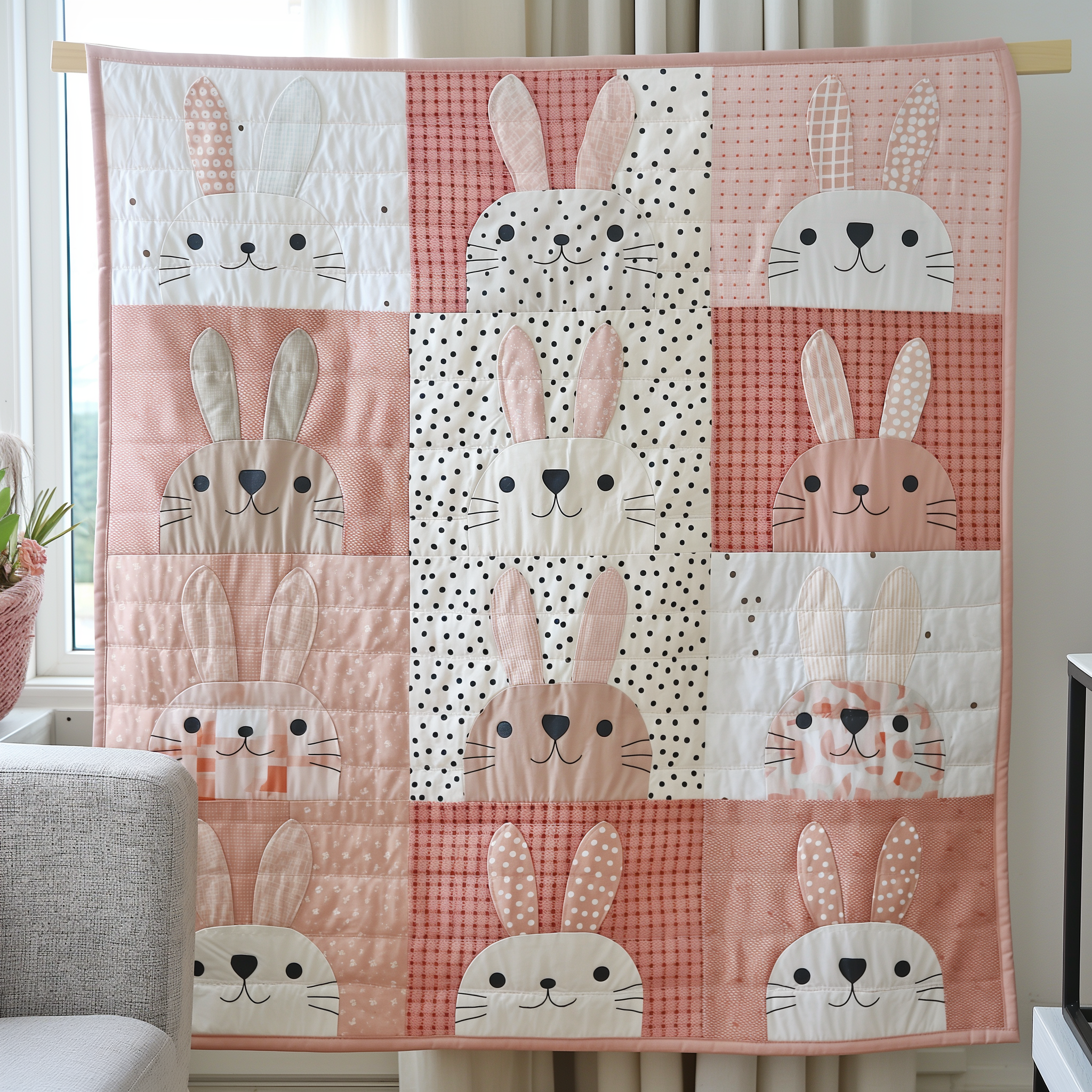 Adorable Bunny Patch Quilted Blanket Presents For Rabbit Lovers