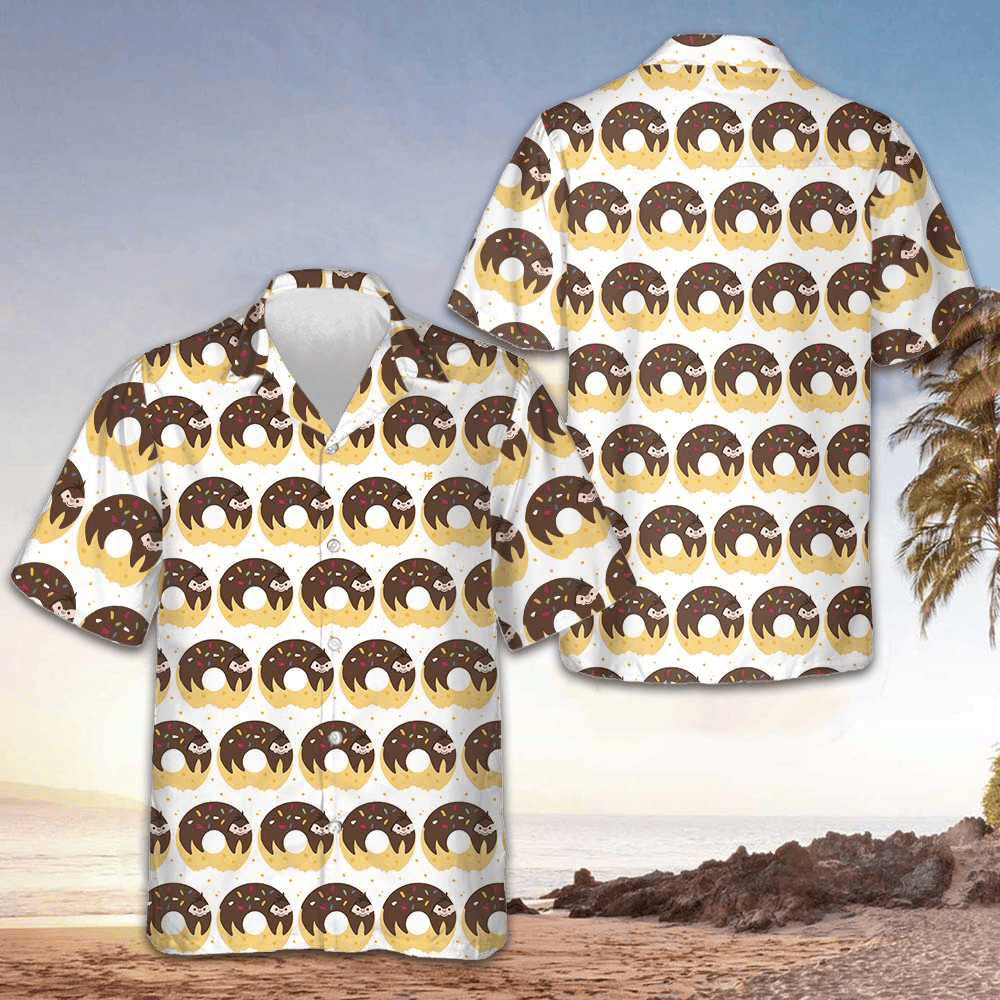 Adorable Cartoon Sloth On Donut Hawaiian Shirt Unique Design Shirt Gifts For Sloth Lovers