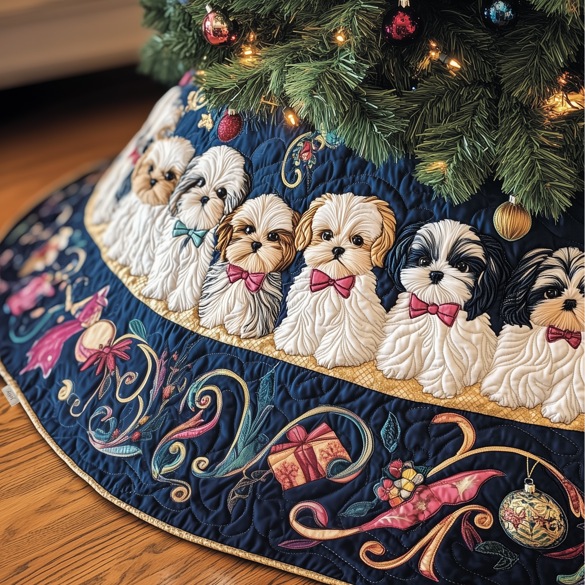 Adorable Christmas Shih Tzu Quilted Tree Skirt Everyday Merch Choice