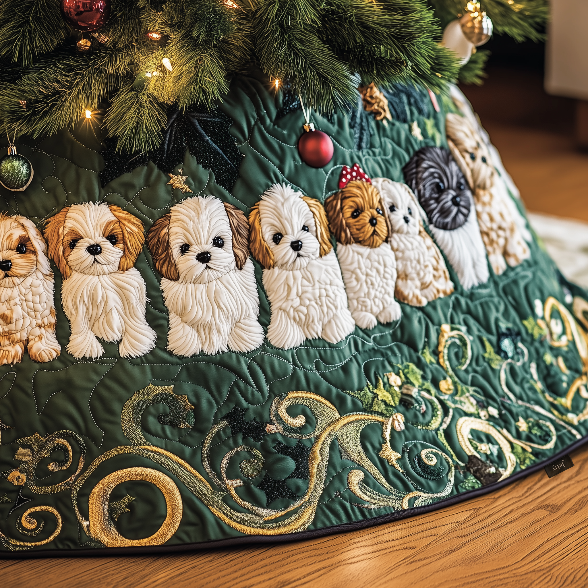 Adorable Christmas Shih Tzu Quilted Tree Skirt Graduation Merch Gift