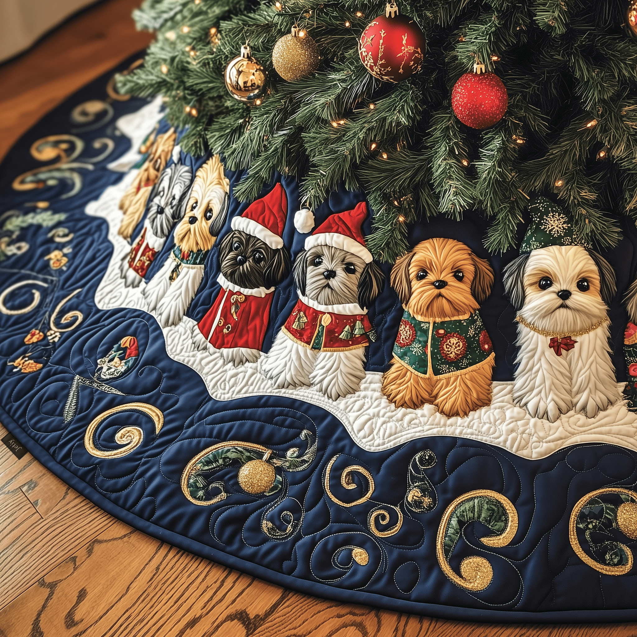 Adorable Christmas Shih Tzu Quilted Tree Skirt Whole Family Christmas Gift Ideas