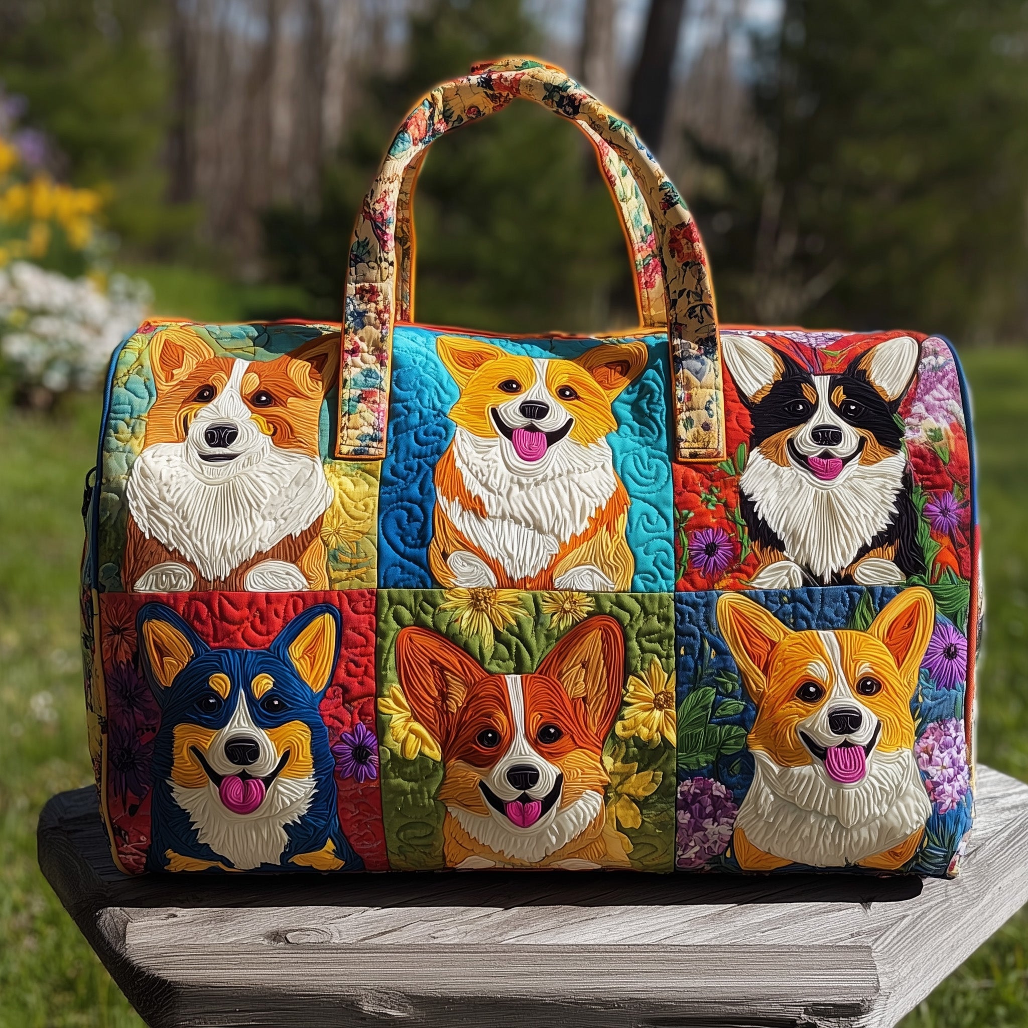 Adorable Corgi Quilted Duffle Bag Back To School Essential