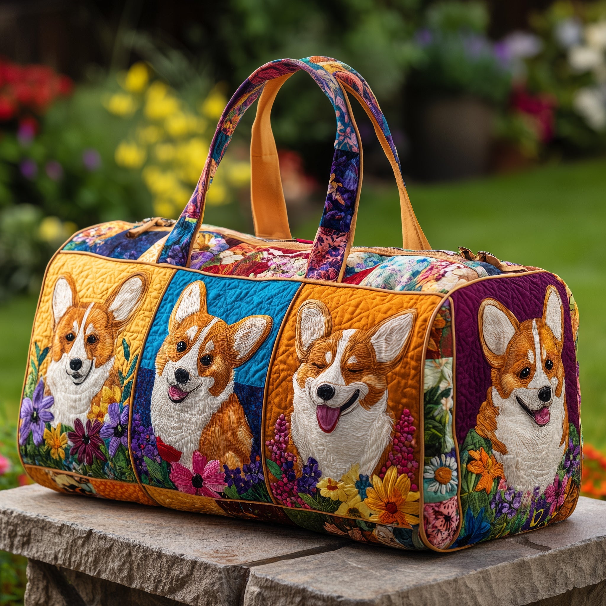 Adorable Corgi Quilted Duffle Bag Easter Gift Idea