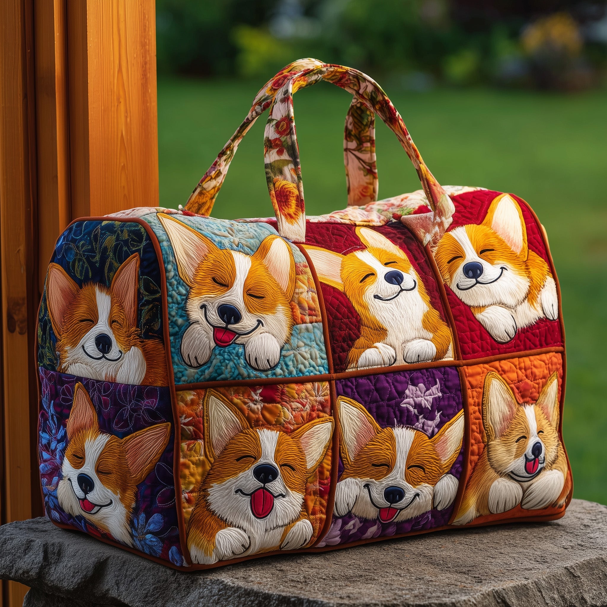 Adorable Corgi Quilted Duffle Bag Independence Day Gift Idea