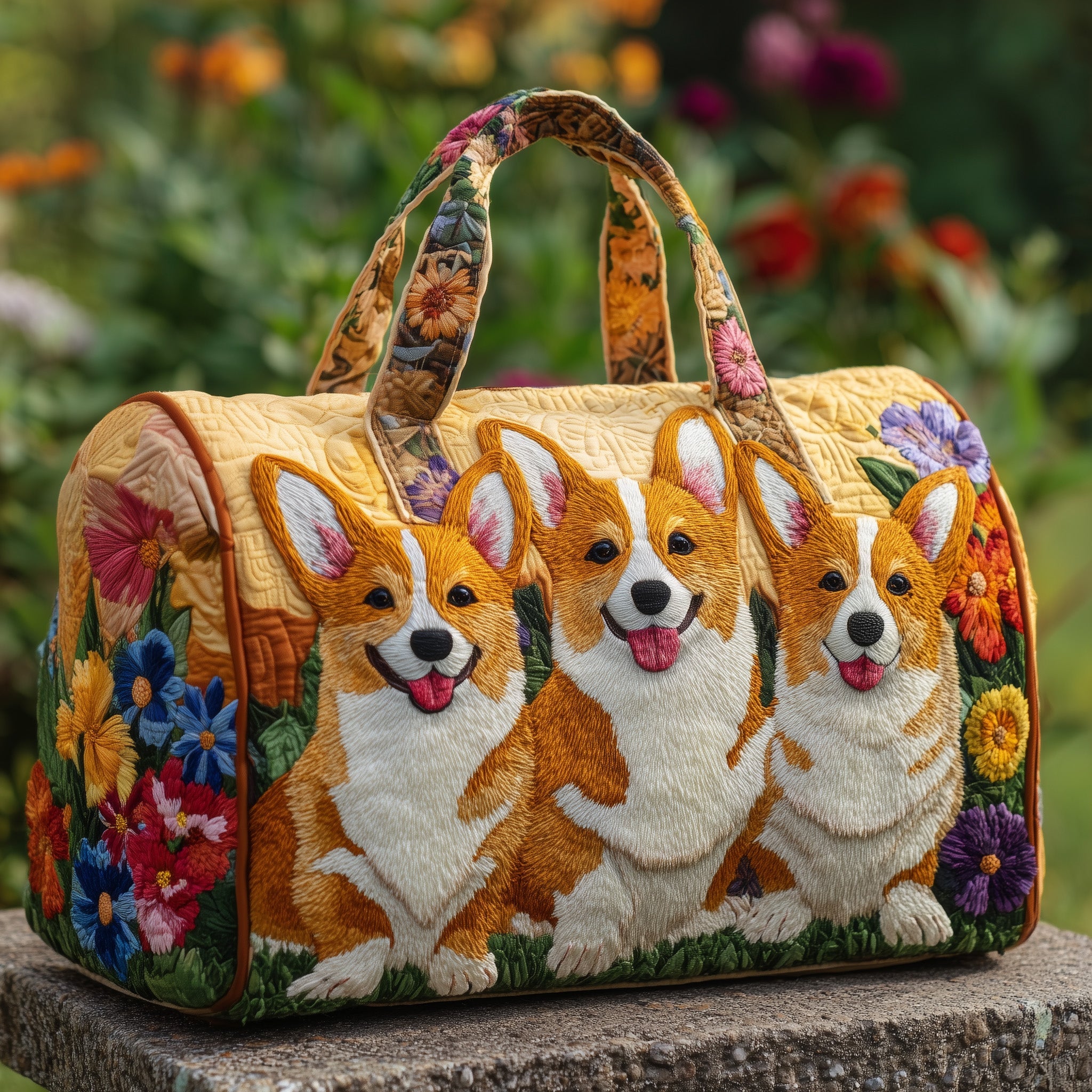 Adorable Corgi Quilted Duffle Bag Summer Vacation Essential