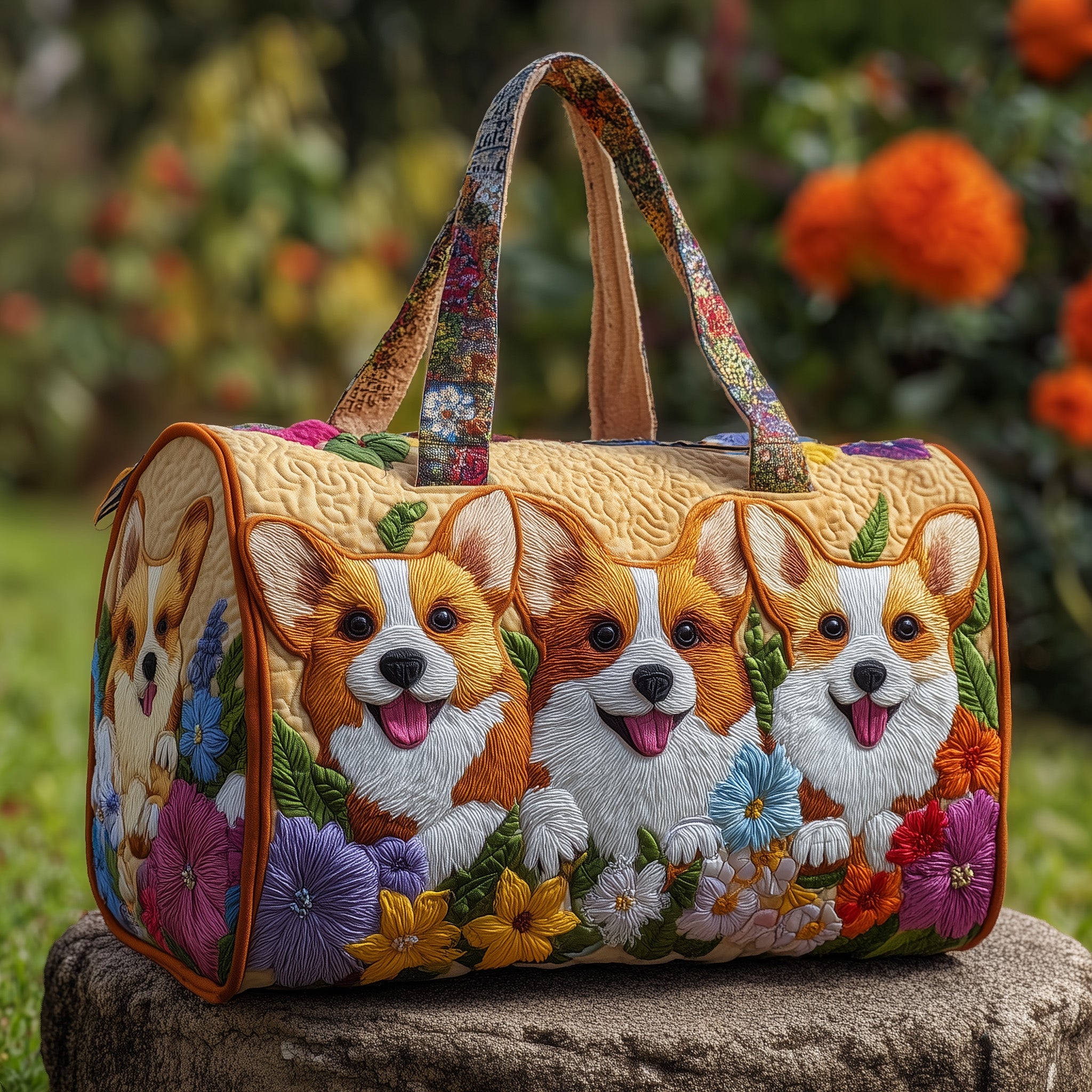 Adorable Corgi Quilted Duffle Bag Winter Season Must Have