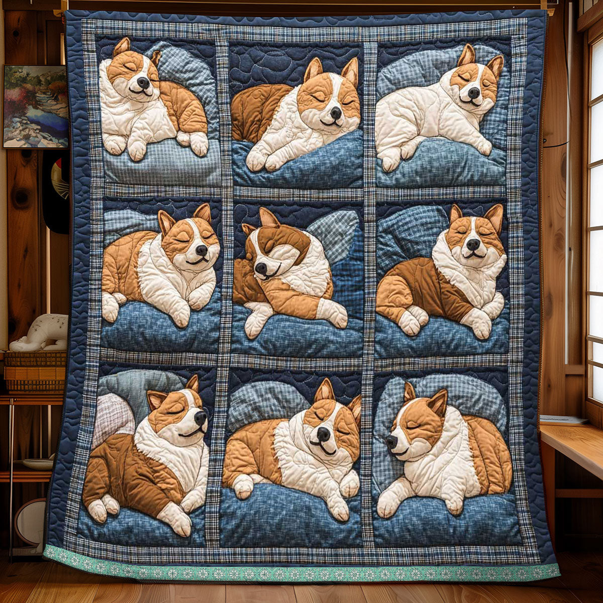 Adorable Corgi Winter Quilt Blanket Large Sofa Throws Birthday Presents For Mum
