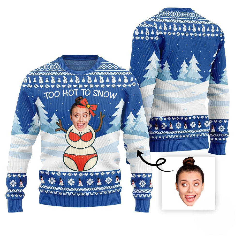 Adorable Custom Face Snowman Ugly Christmas Sweater Unique Christmas Gifts For Adults