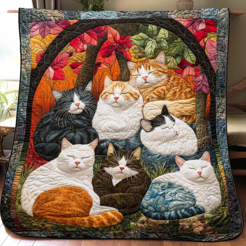 Adorable Cute Lazy Cat Flower Quilted Blanket Kitten Themed Christmas Gifts For Cat Lovers