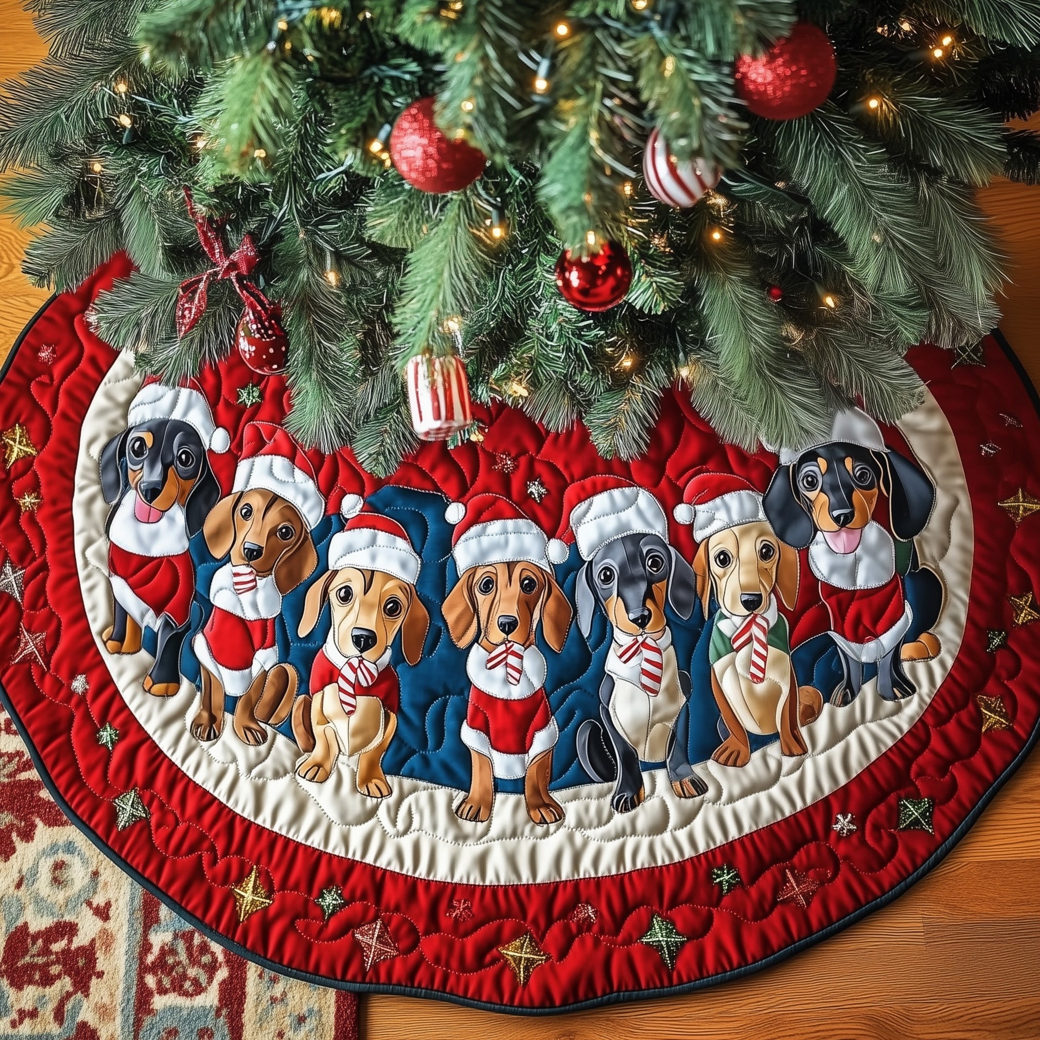 Adorable Dachshund Quilted Tree Skirt Spring Merch Pick