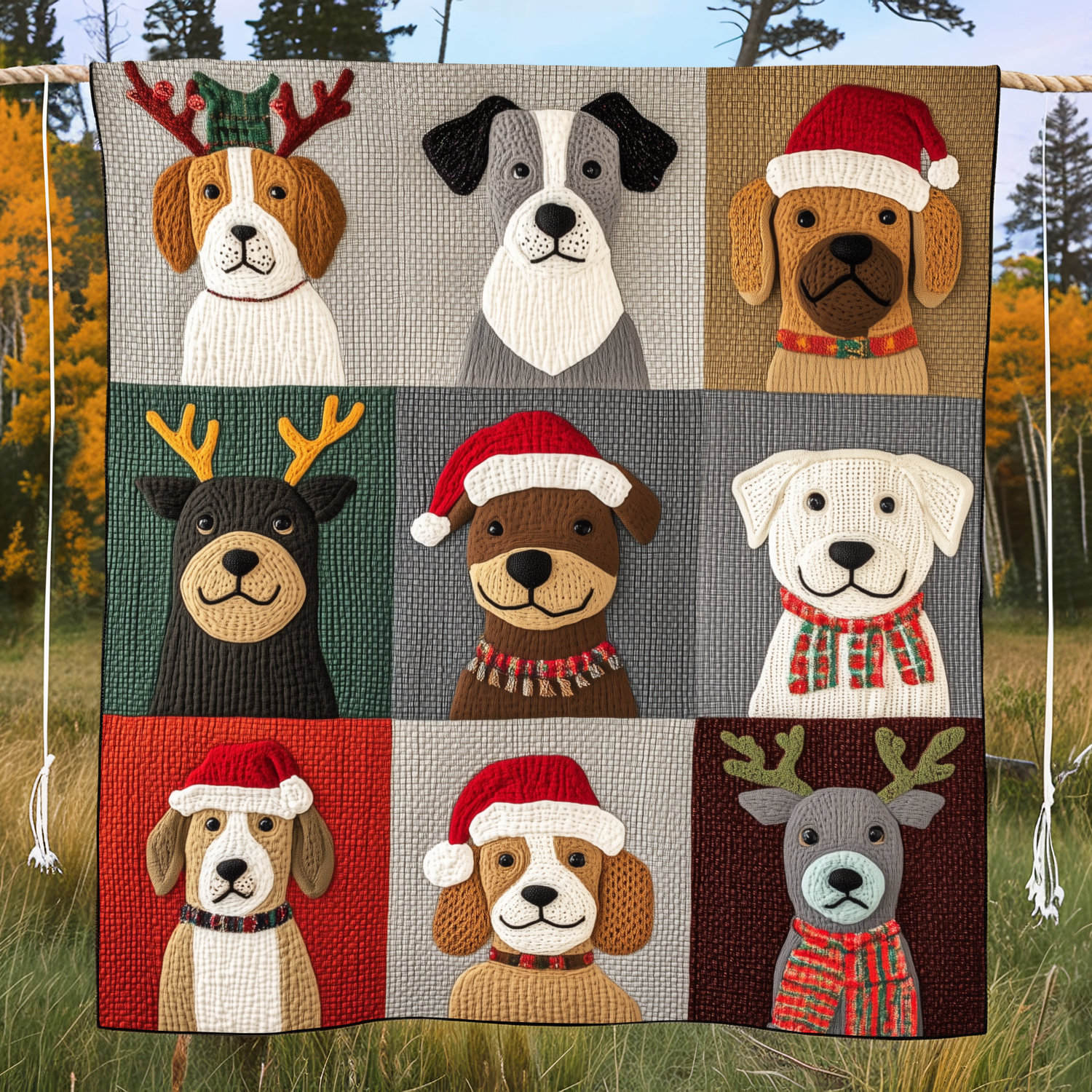 Adorable Dog Snowflakes Quilted Blanket Good Gifts For New Dog Owners