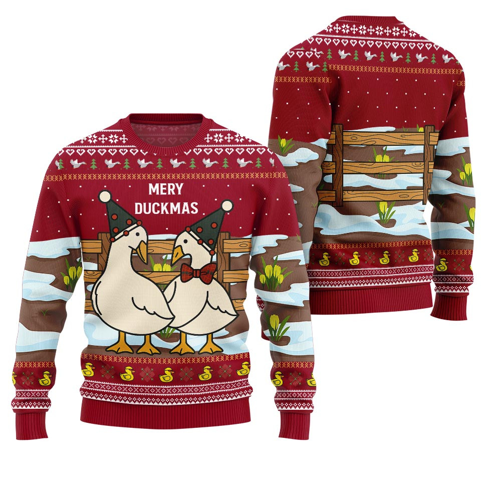 Adorable Duck Family Farm Ugly Christmas Sweater Holiday Gift Merch That Everyone Will Adore