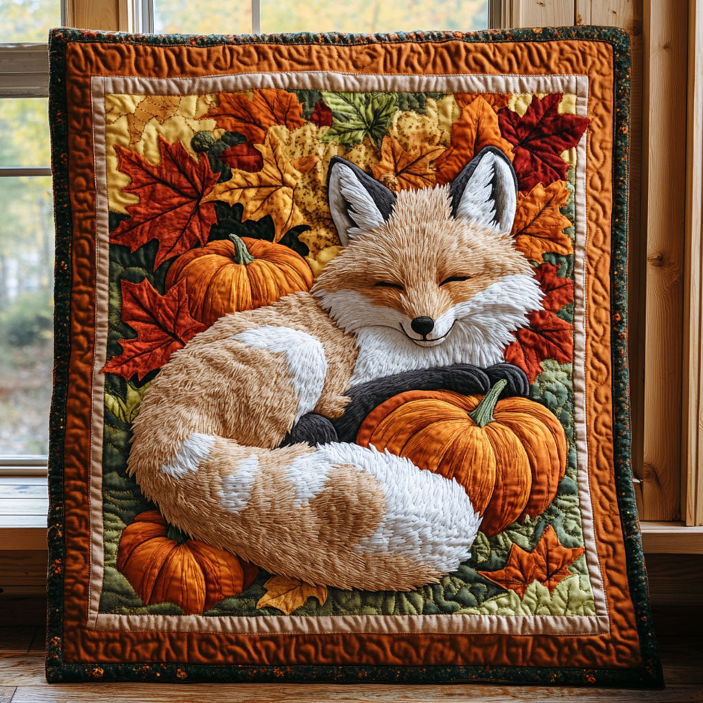 Adorable Fox The Autumn Leaves Quilt Blanket Cozy Sofa Blanket Presents For Fox Lovers